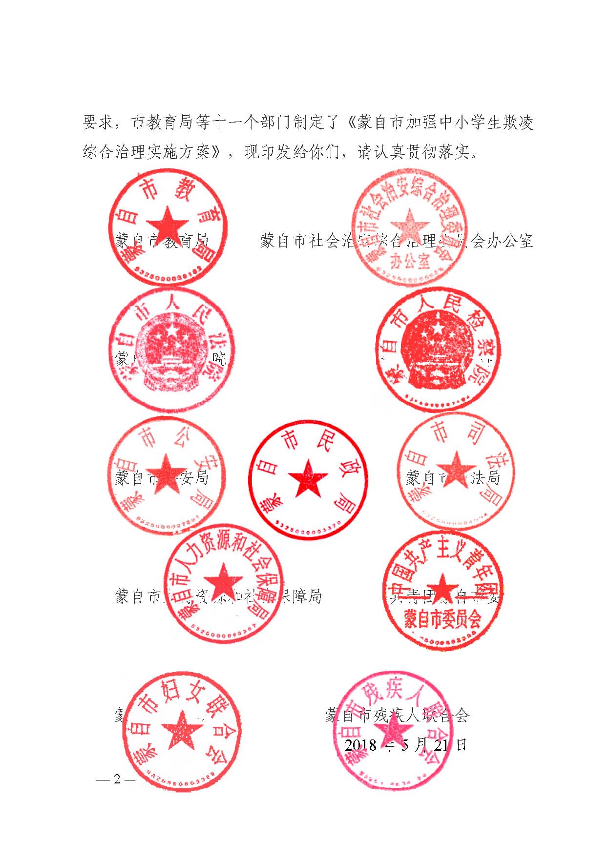 蒙教发〔2018〕93号,关于印发蒙自市加强中小学生欺凌综合治理实施方案(0521)_页面_02